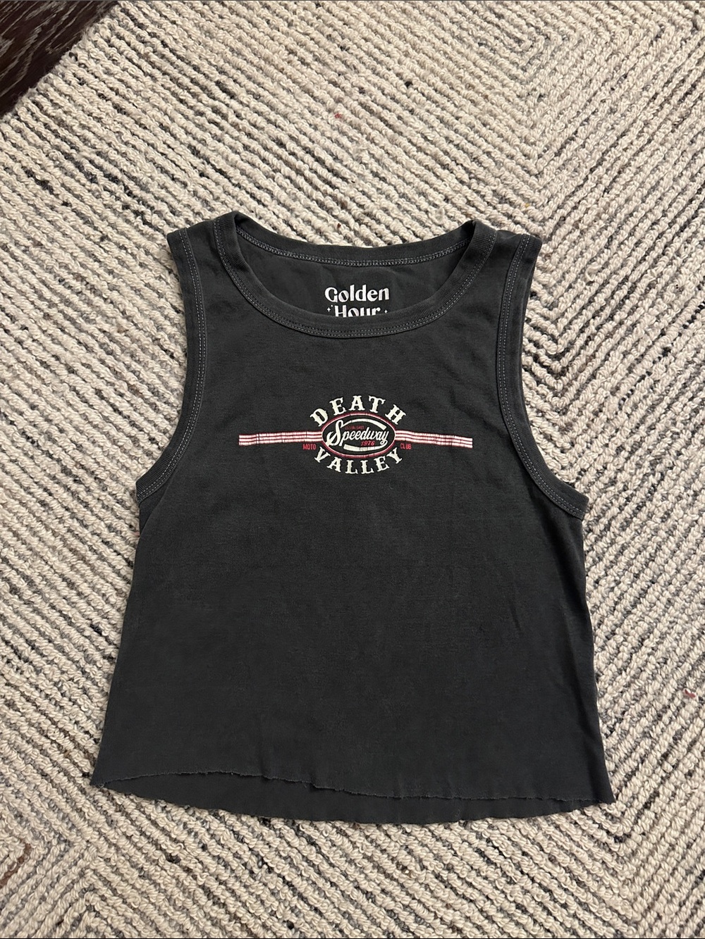 Golden Hour "Death Valley Speedway" Black Crop Tank